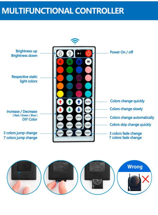 شريط تحكم عن بعد مرن SX gb SMD 5m m Led . SX gb SMD 5m m Led Strip Flexible Remote Control IP65 Waterproof IR 44Key Remote RGB LED Strip Light Kit