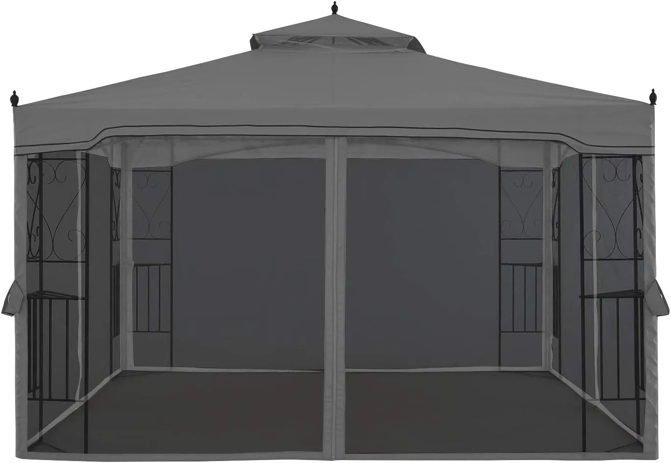10X10 Patio Gazebo with Netting Screen Walls for Lawn, Garden, Backyard and Deck Gray