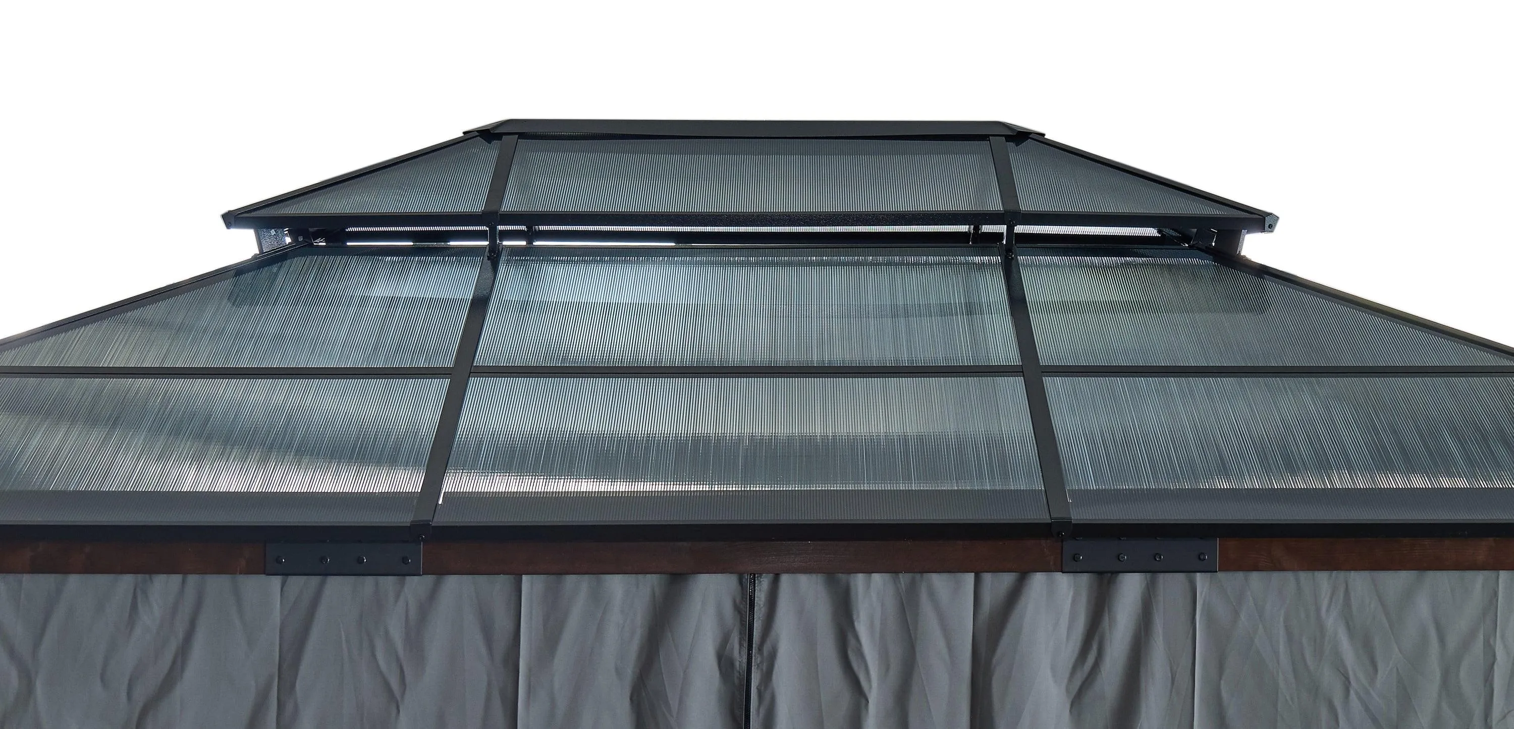 12' x 16' Gazebo for Patios,Gazebo with Polycarbonate Double Roof Canopy, Solid Wooden Framed Gazebo