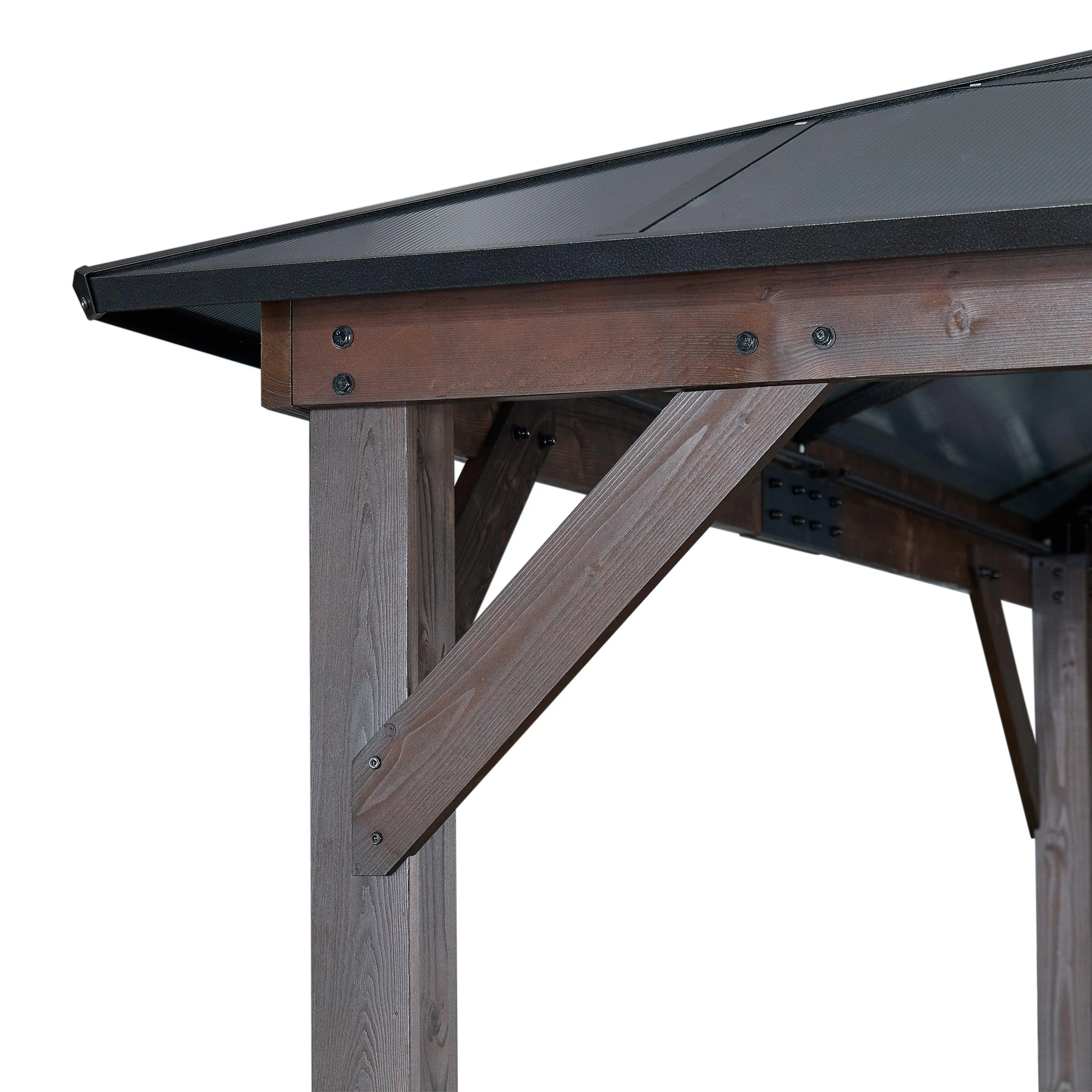 12' x 16' Gazebo for Patios,Gazebo with Polycarbonate Double Roof Canopy, Solid Wooden Framed Gazebo