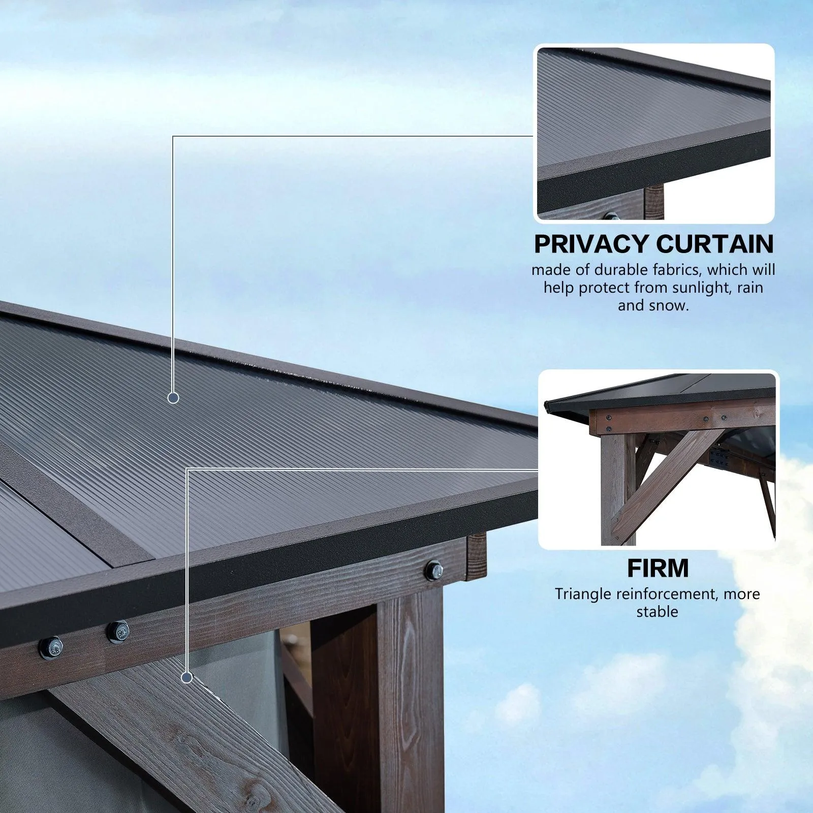 12' x 16' Gazebo for Patios,Gazebo with Polycarbonate Double Roof Canopy, Solid Wooden Framed Gazebo