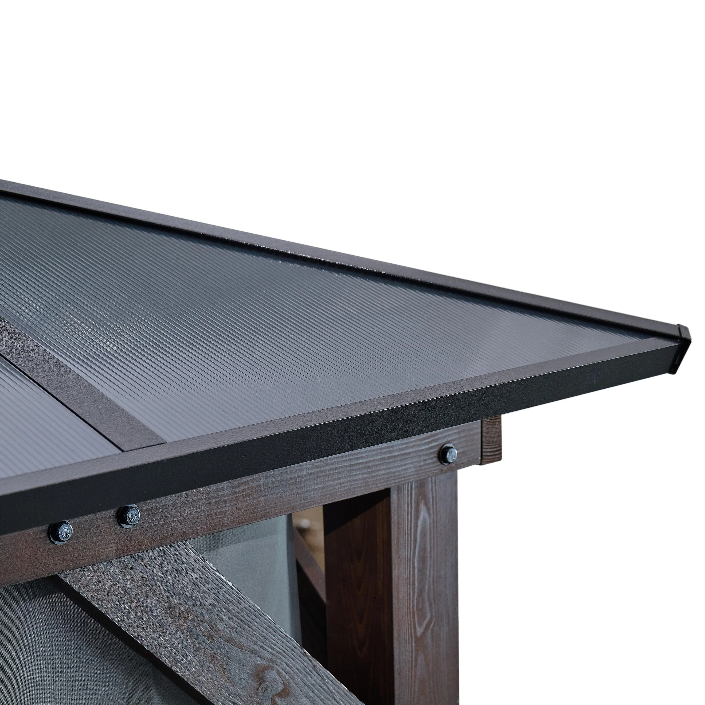 12' x 16' Gazebo for Patios,Gazebo with Polycarbonate Double Roof Canopy, Solid Wooden Framed Gazebo