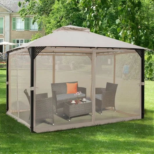 12" x 10" Outdoor Double Top Patio Gazebo-Beige