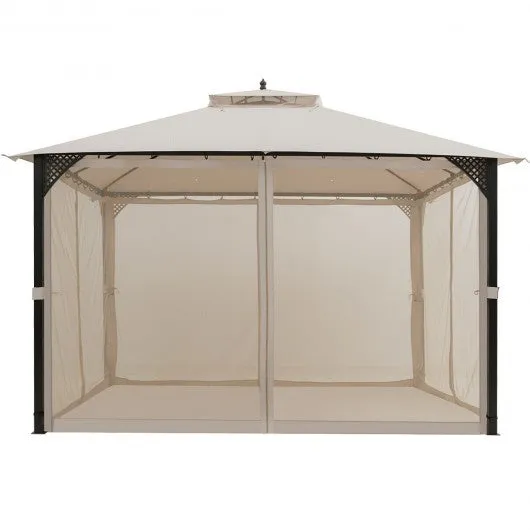 12" x 10" Outdoor Double Top Patio Gazebo-Beige