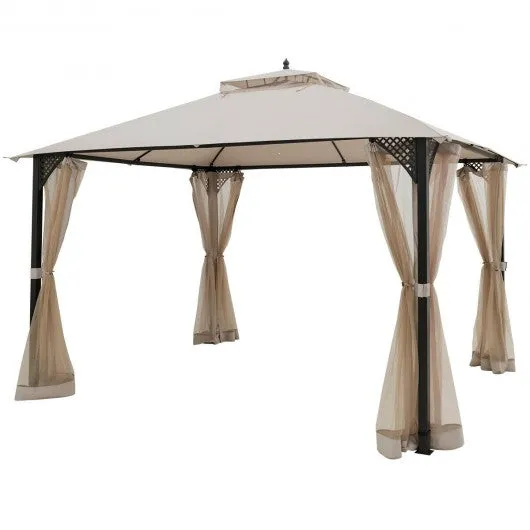 12" x 10" Outdoor Double Top Patio Gazebo-Beige