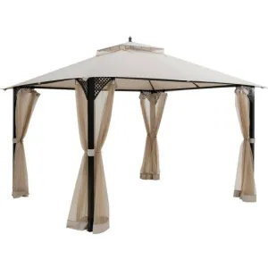 12" x 10" Outdoor Double Top Patio Gazebo-Beige