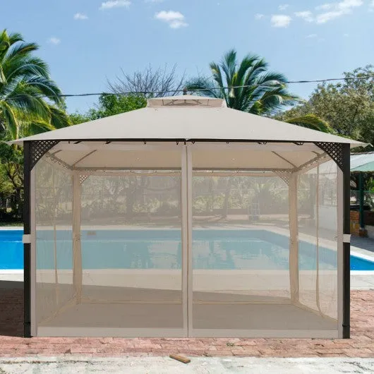 12" x 10" Outdoor Double Top Patio Gazebo-Beige