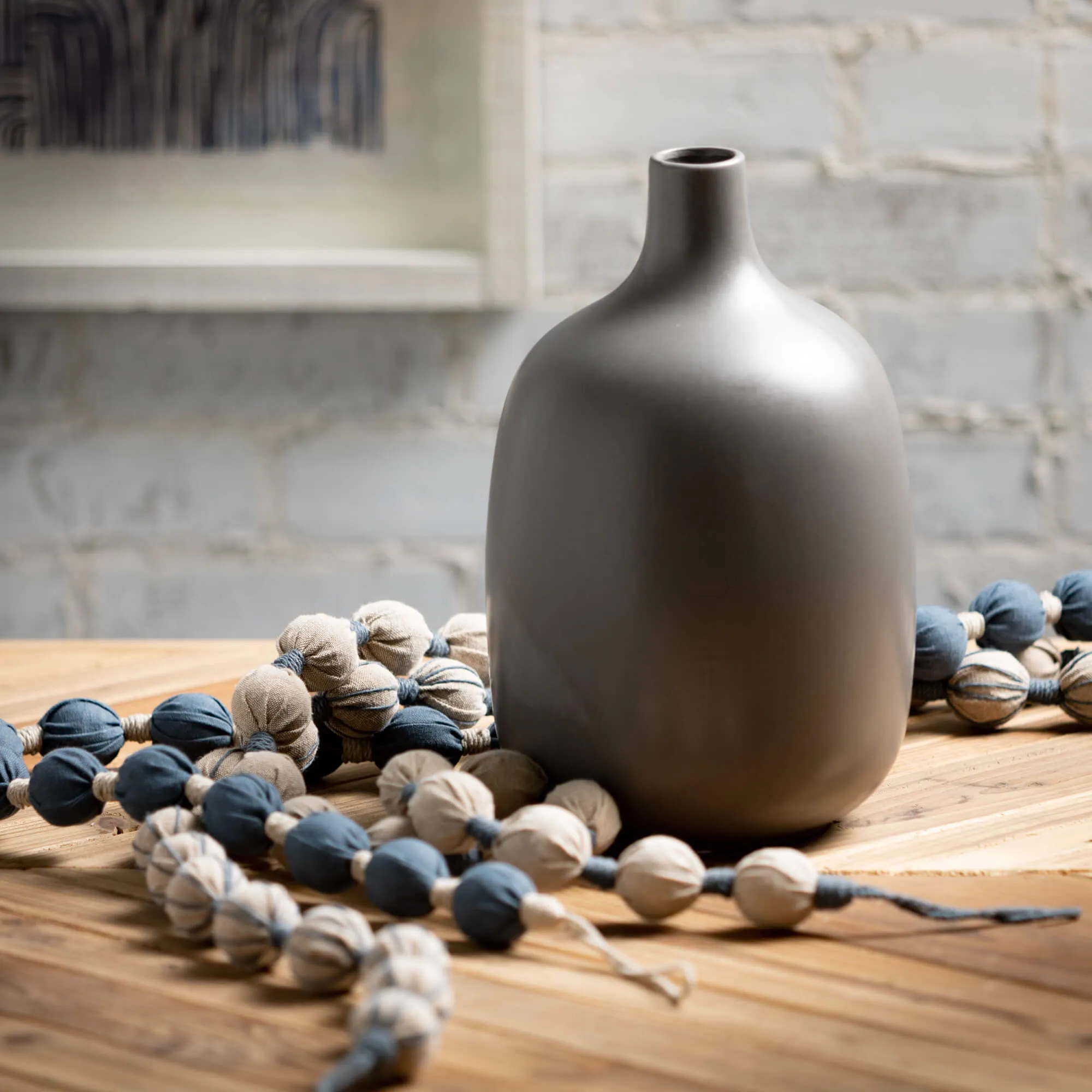12"H Sullivans Matte Charcoal Jug Vase, Gray