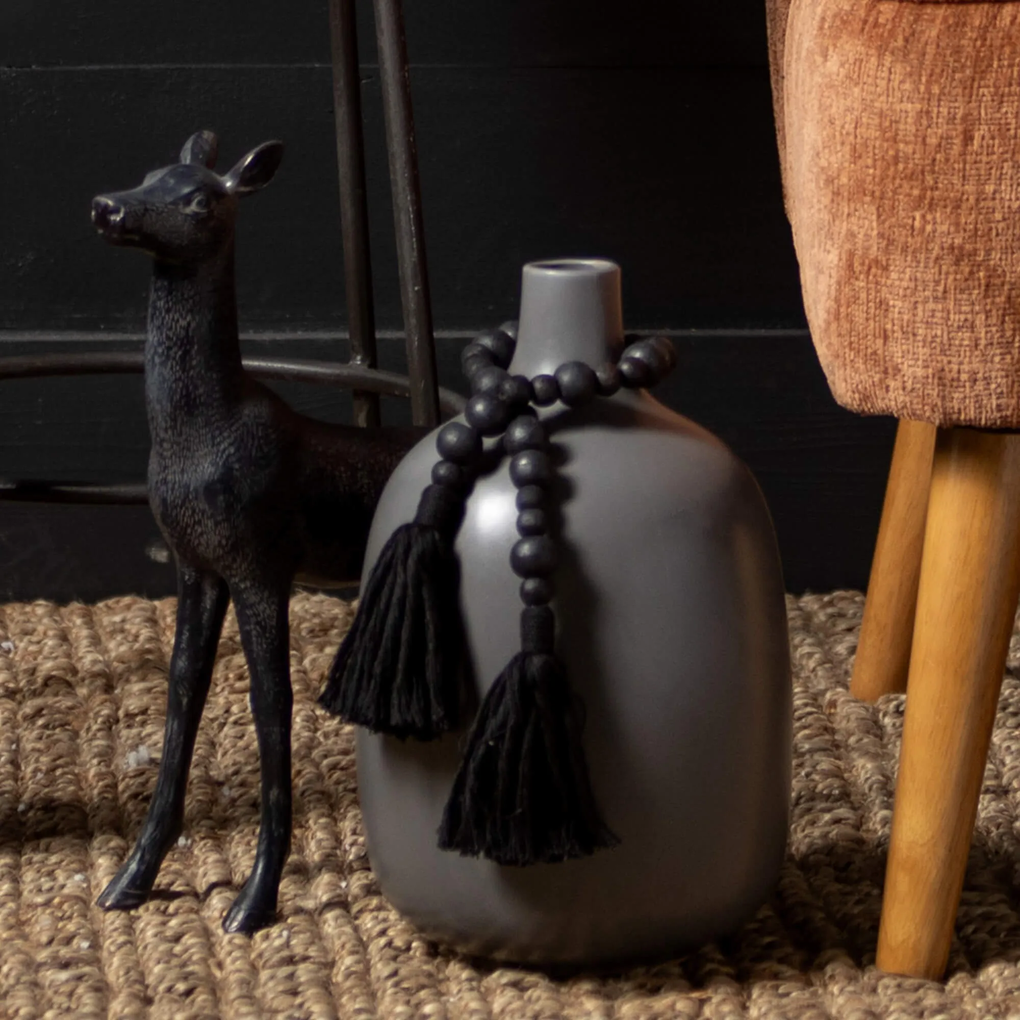 12"H Sullivans Matte Charcoal Jug Vase, Gray