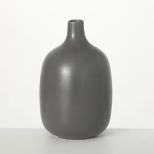 12"H Sullivans Matte Charcoal Jug Vase, Gray