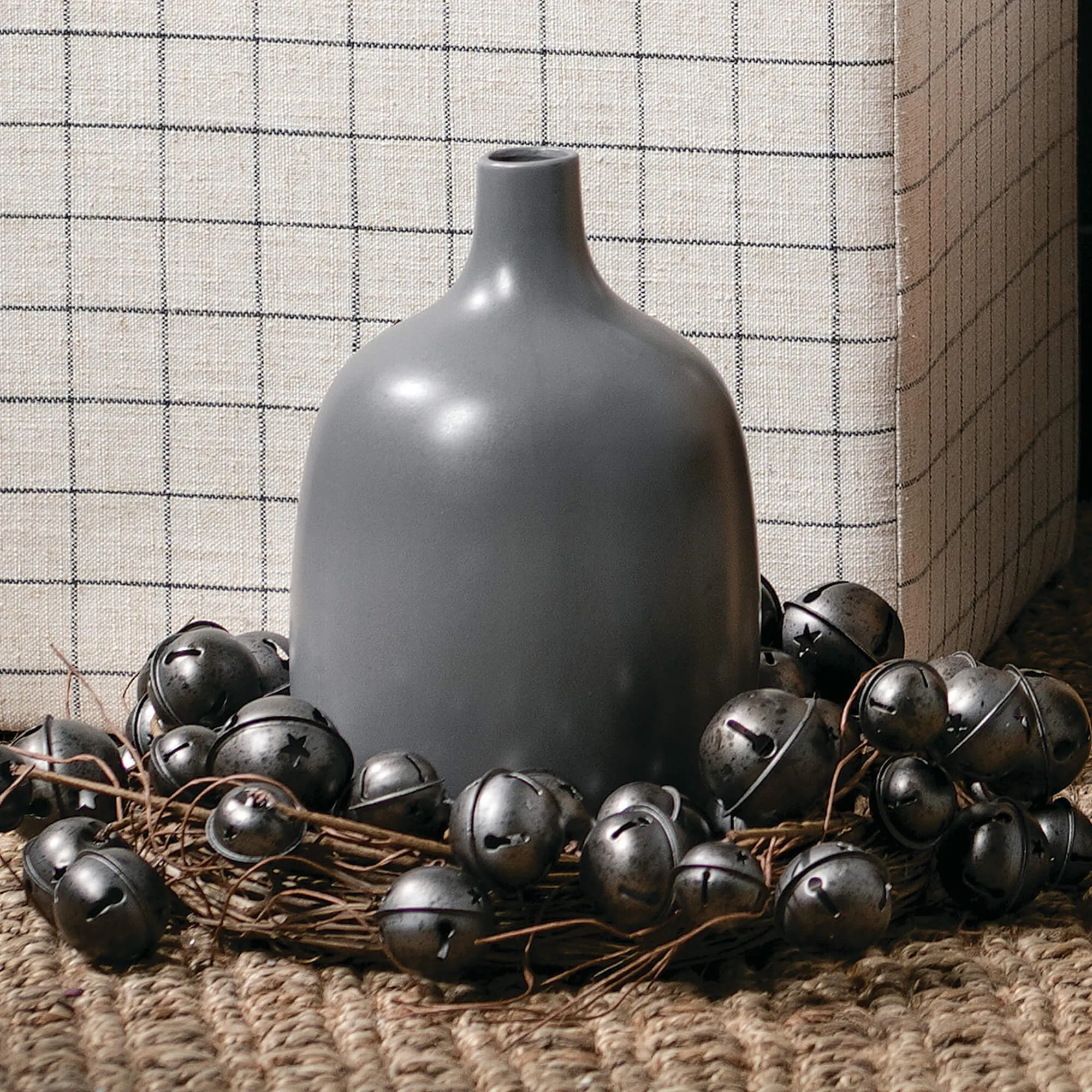 12"H Sullivans Matte Charcoal Jug Vase, Gray