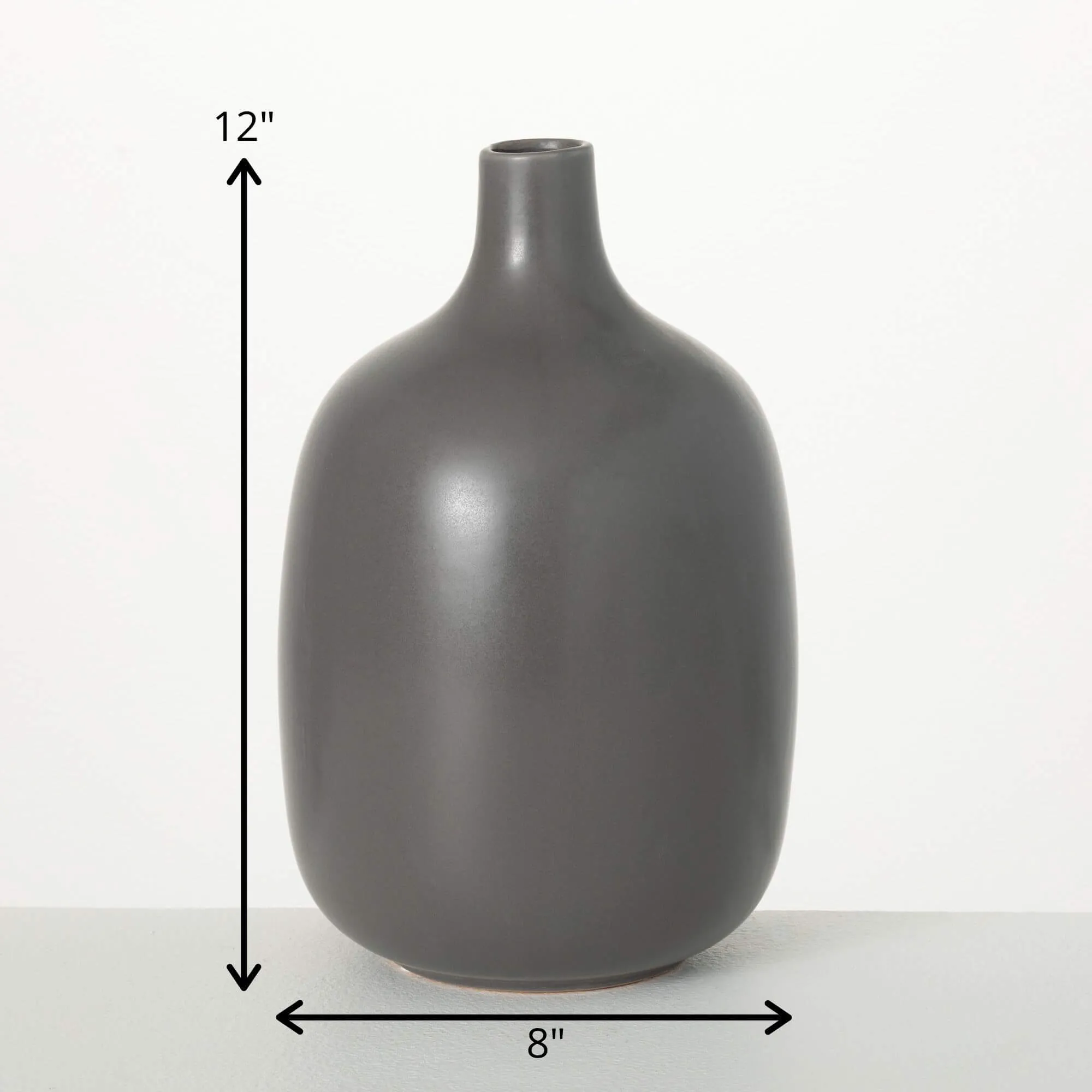 12"H Sullivans Matte Charcoal Jug Vase, Gray