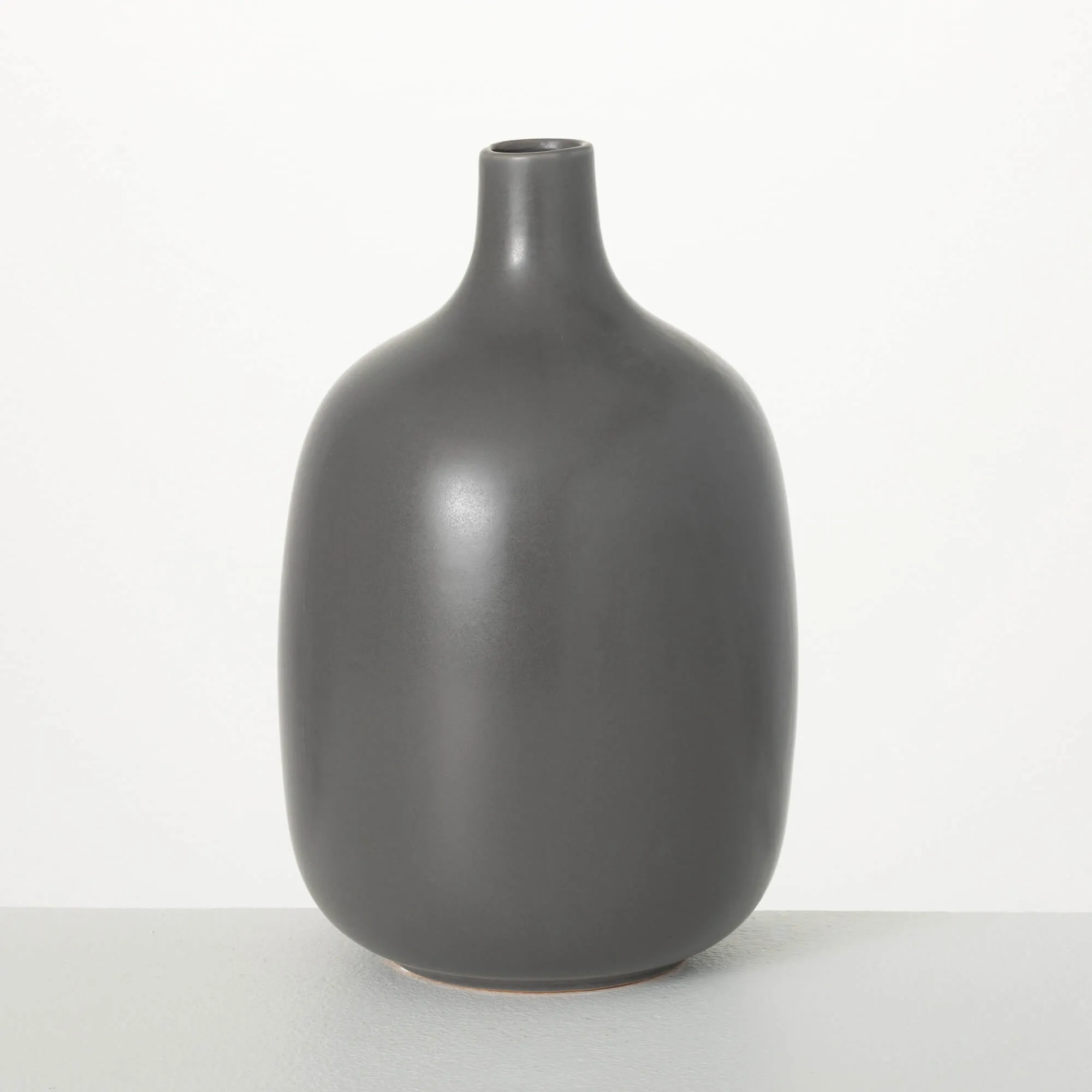 12"H Sullivans Matte Charcoal Jug Vase, Gray