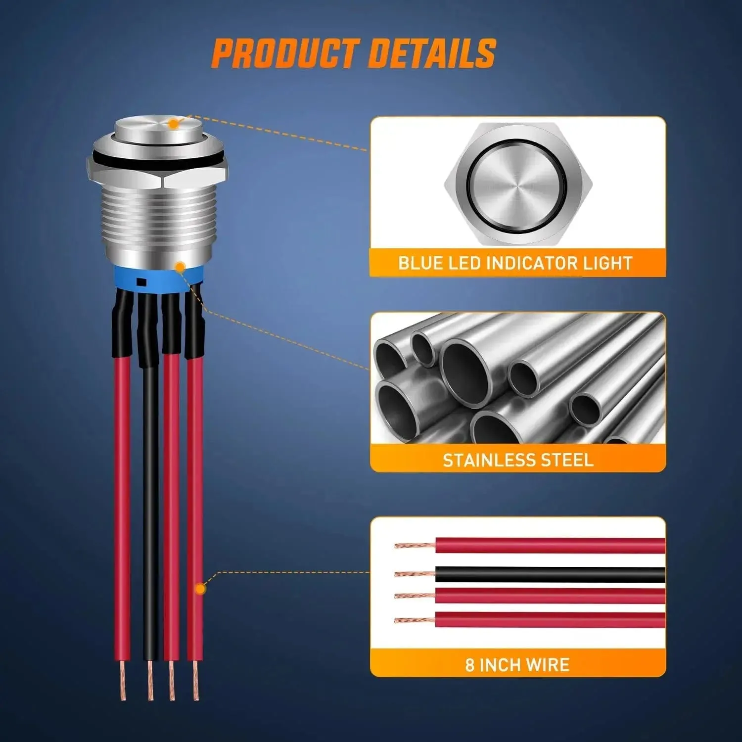 19mm 12V Waterproof ON Off Latching Push Button Switch