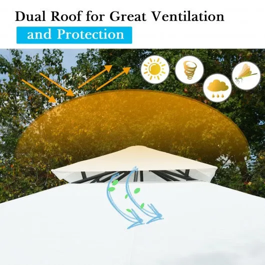 2-Tier 10' x 10' Patio Gazebo Canopy Tent w/ Side Walls