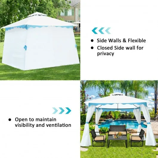 2-Tier 10' x 10' Patio Gazebo Canopy Tent w/ Side Walls