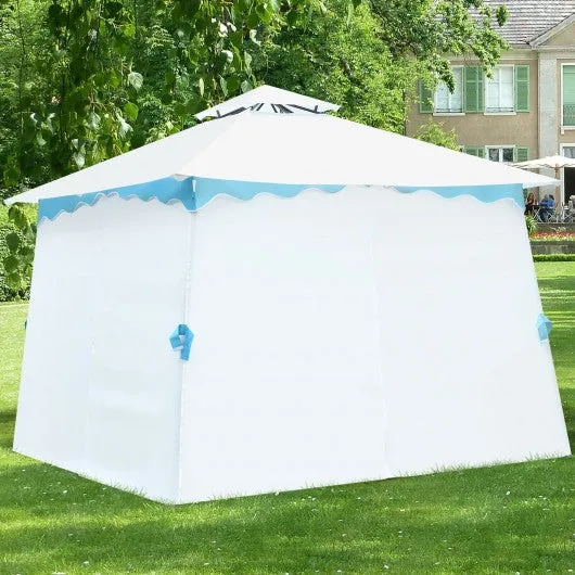 2-Tier 10' x 10' Patio Gazebo Canopy Tent w/ Side Walls