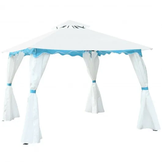 2-Tier 10' x 10' Patio Gazebo Canopy Tent w/ Side Walls