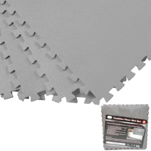 20 Sq Ft Gray Foam Interlocking Exercise Gym Floor Mat Protective Tile Flooring