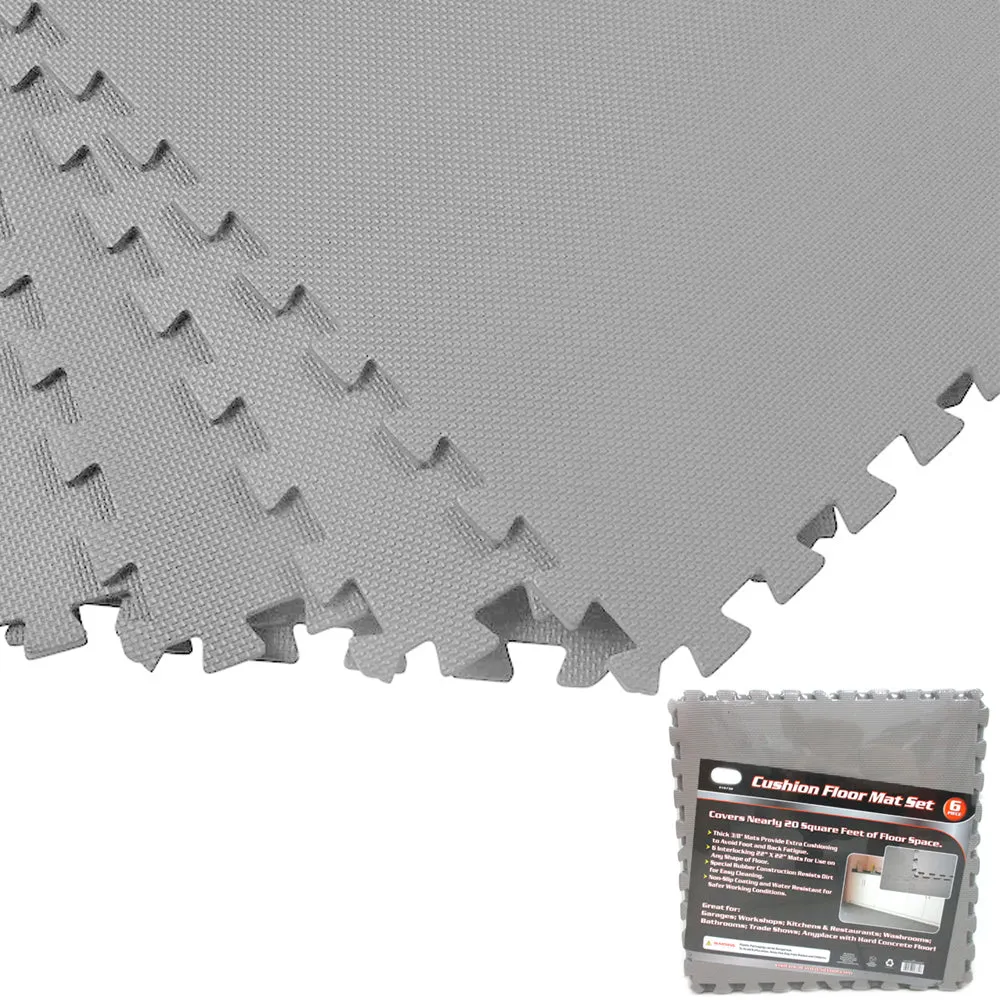 20 Sq Ft Gray Foam Interlocking Exercise Gym Floor Mat Protective Tile Flooring
