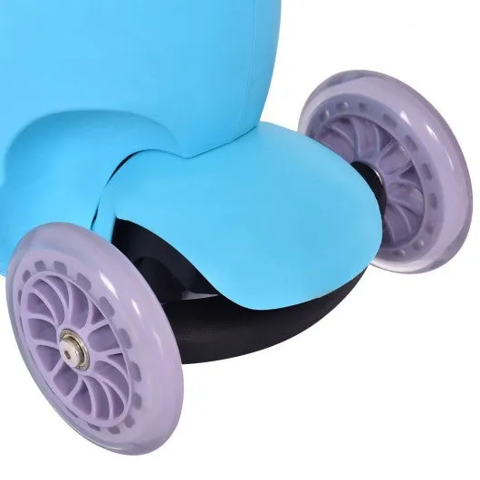 3 in 1 Storage Kids Kick Wheel Scooter w/ Adjust Handle Bar-Blue