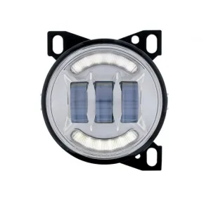 4 1/4" Chrome Round LED Fog Light with LED Position Light Bar