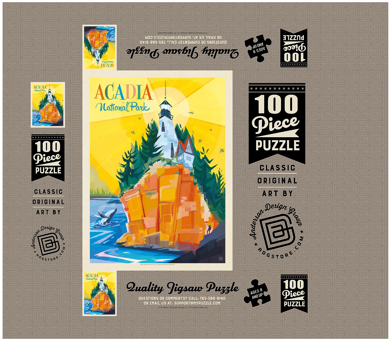Acadia National Park: Lighthouse (Mod Design), Vintage Poster
