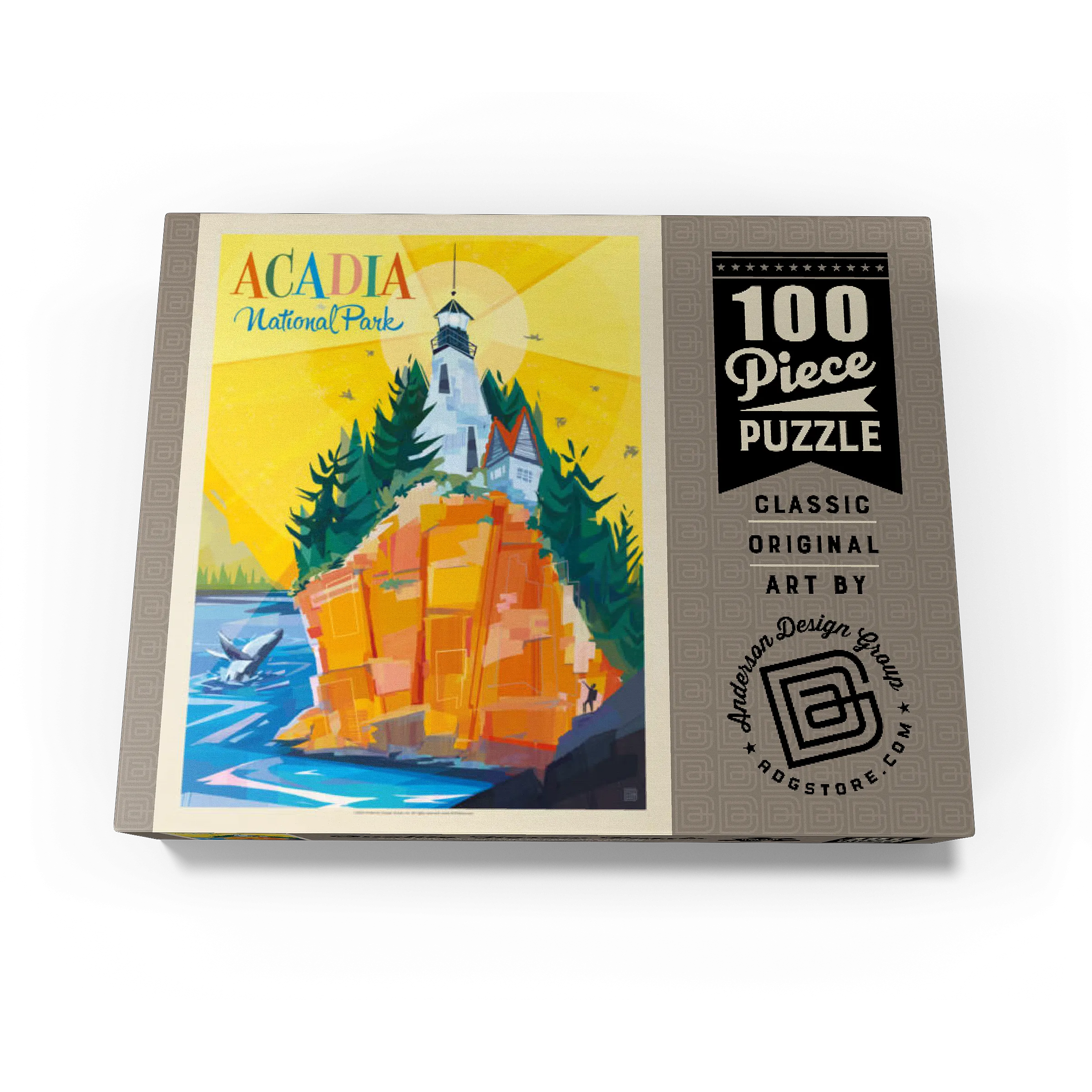 Acadia National Park: Lighthouse (Mod Design), Vintage Poster