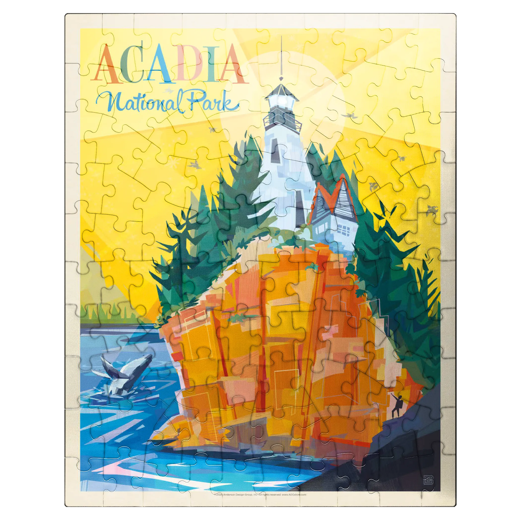 Acadia National Park: Lighthouse (Mod Design), Vintage Poster