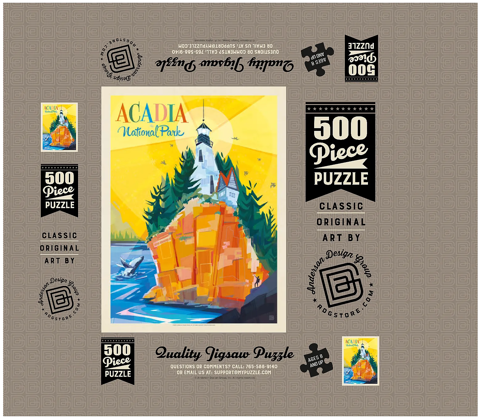 Acadia National Park: Lighthouse (Mod Design), Vintage Poster