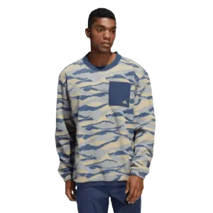Adidas Texture-Print Crew Sweatshirt - Blue
