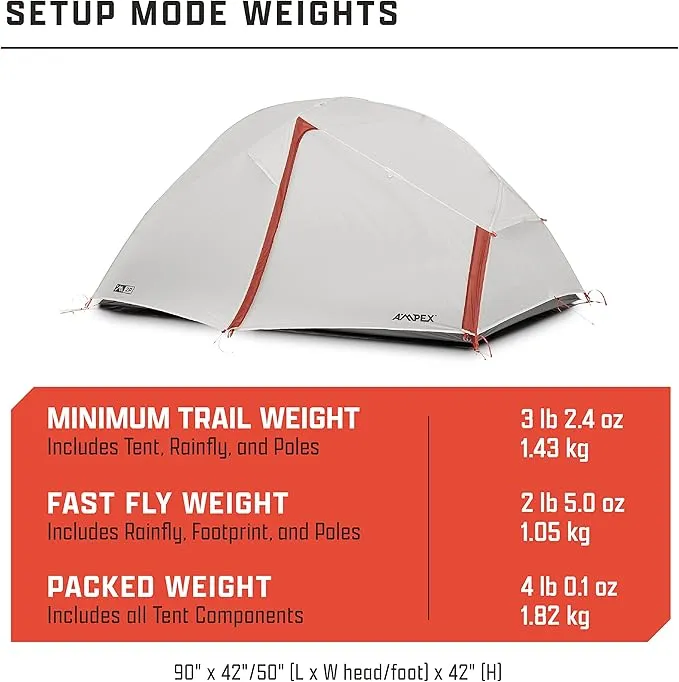 AMPEX Backpacking Tent | Camping Tent Lightweight Backpacking Tent Waterproof Windproof Easy Setup Outdoor Tents for Ultralight Camping Hiking Travel