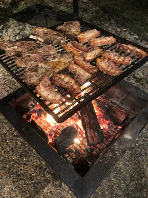Backyard Fire Pit, Square Grill & Stabiliser