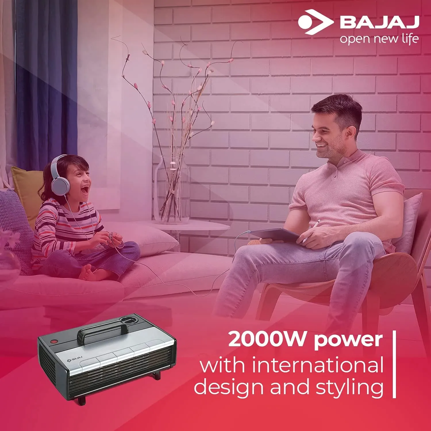 Bajaj Majesty RX 7 2000 Watts Heat Convector Room Heater (White Grey)