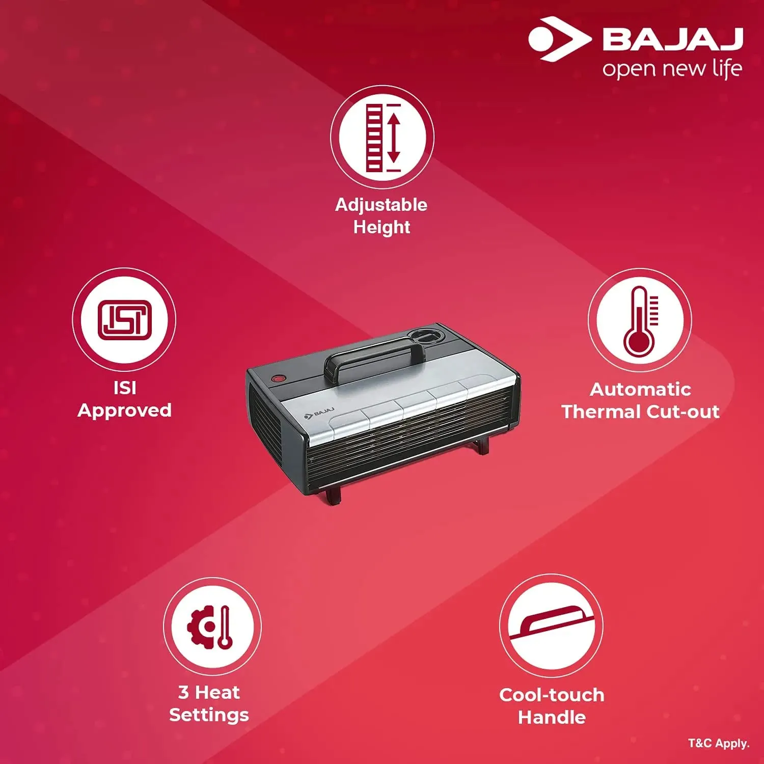 Bajaj Majesty RX 7 2000 Watts Heat Convector Room Heater (White Grey)