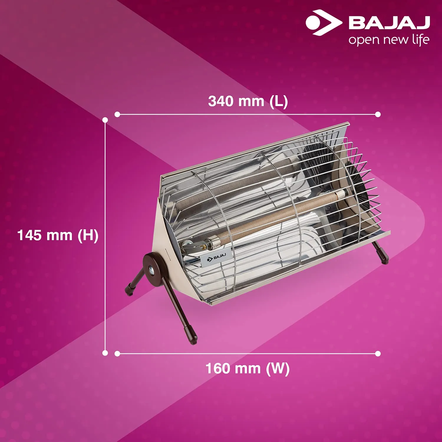 Bajaj Minor Radiant Room Heater 1000W PedestalHeater For Winter|Electric Heater ForRoom|Stainless Steel Heat Reflector|Nickel Chrome