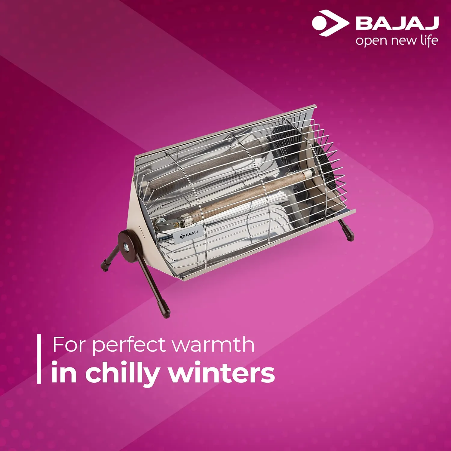 Bajaj Minor Radiant Room Heater 1000W PedestalHeater For Winter|Electric Heater ForRoom|Stainless Steel Heat Reflector|Nickel Chrome