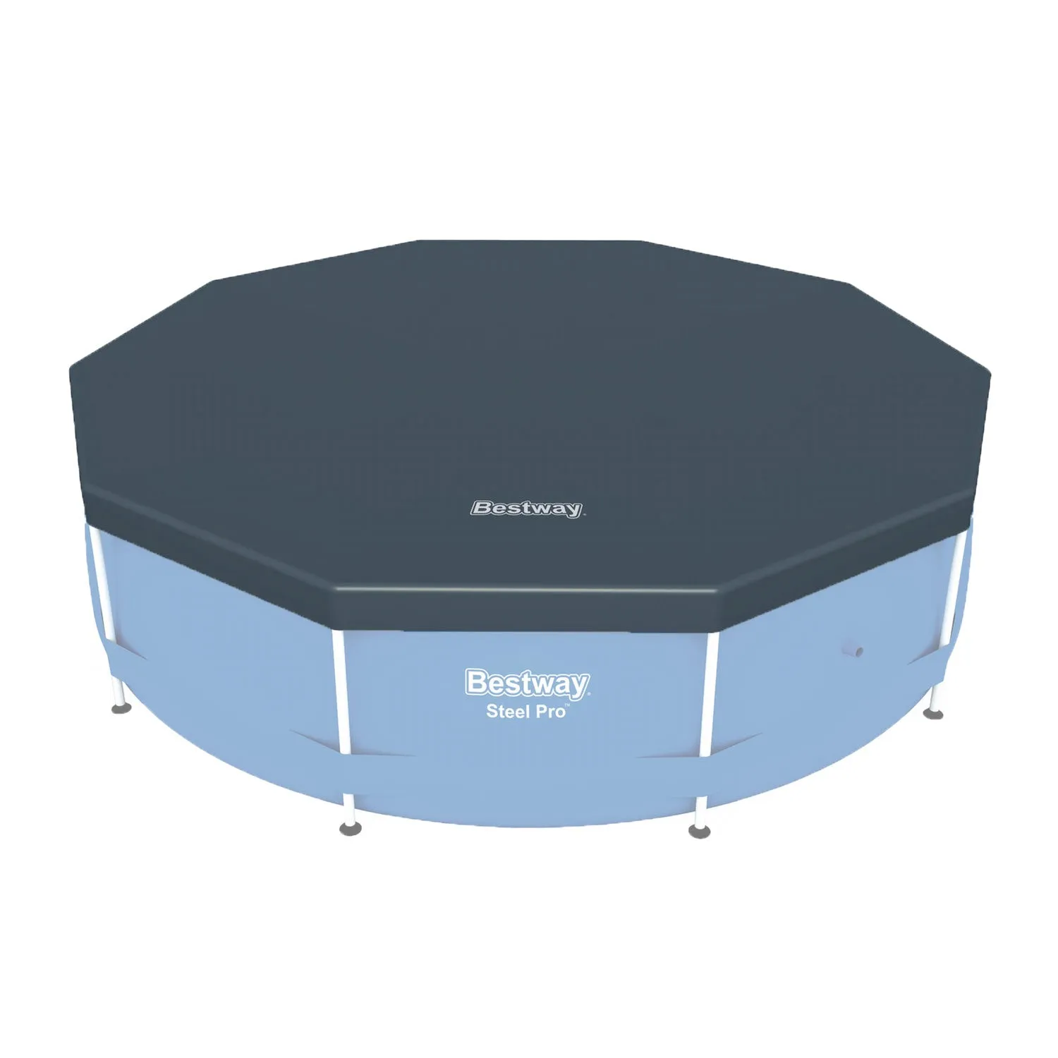 Bestway Round PVC 10 Foot Pool Cover for Above Ground Pro Frame Pools (2 Pack)