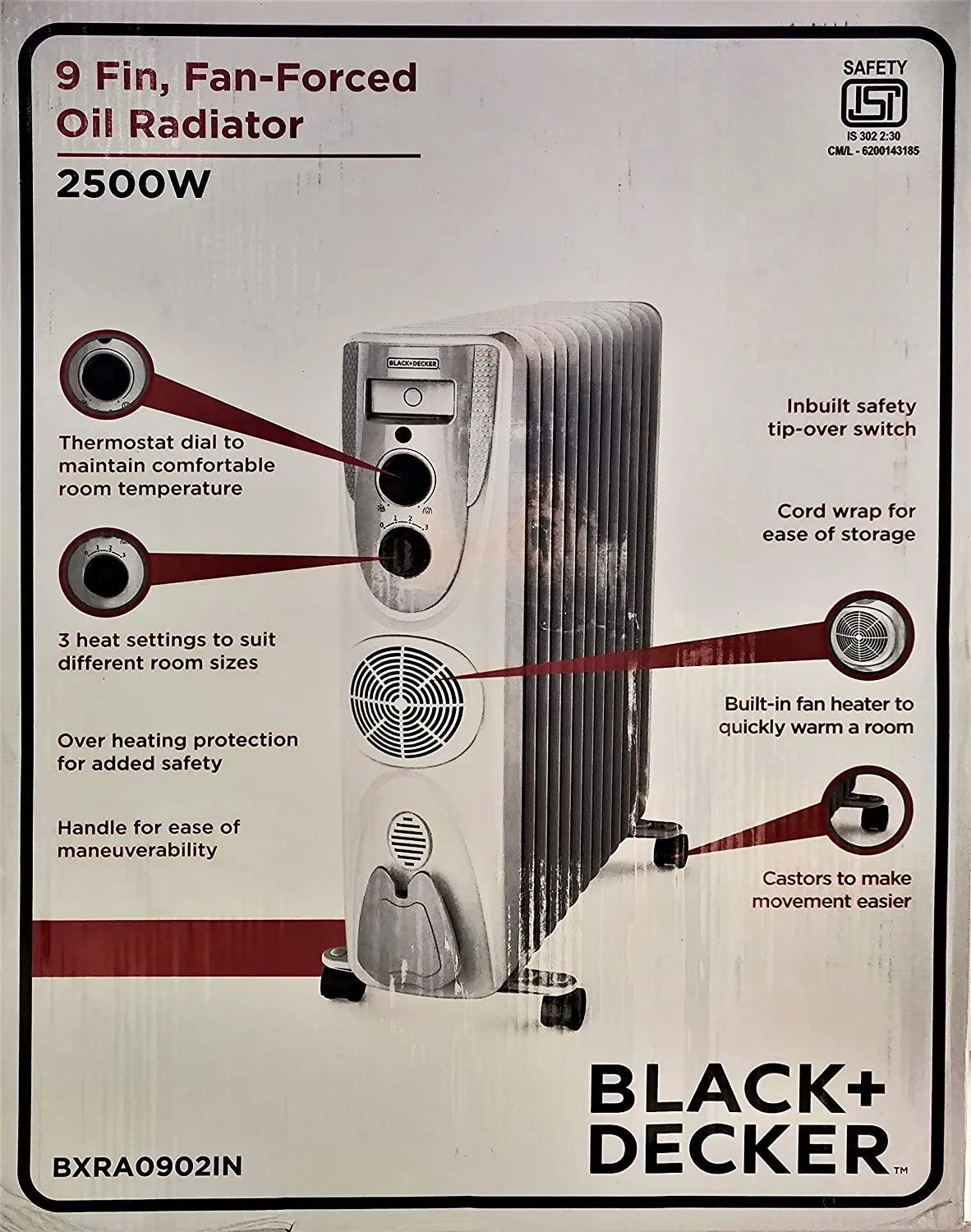Black & Decker 9 fin BXRA0902IN Oil Filled Radiator Room Heater (2500 watt)