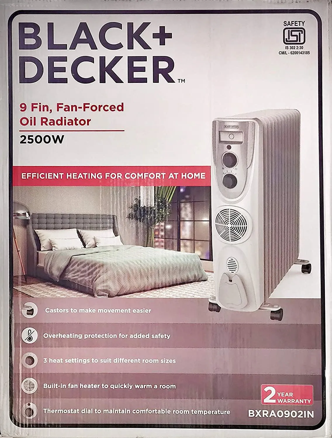 Black & Decker 9 fin BXRA0902IN Oil Filled Radiator Room Heater (2500 watt)