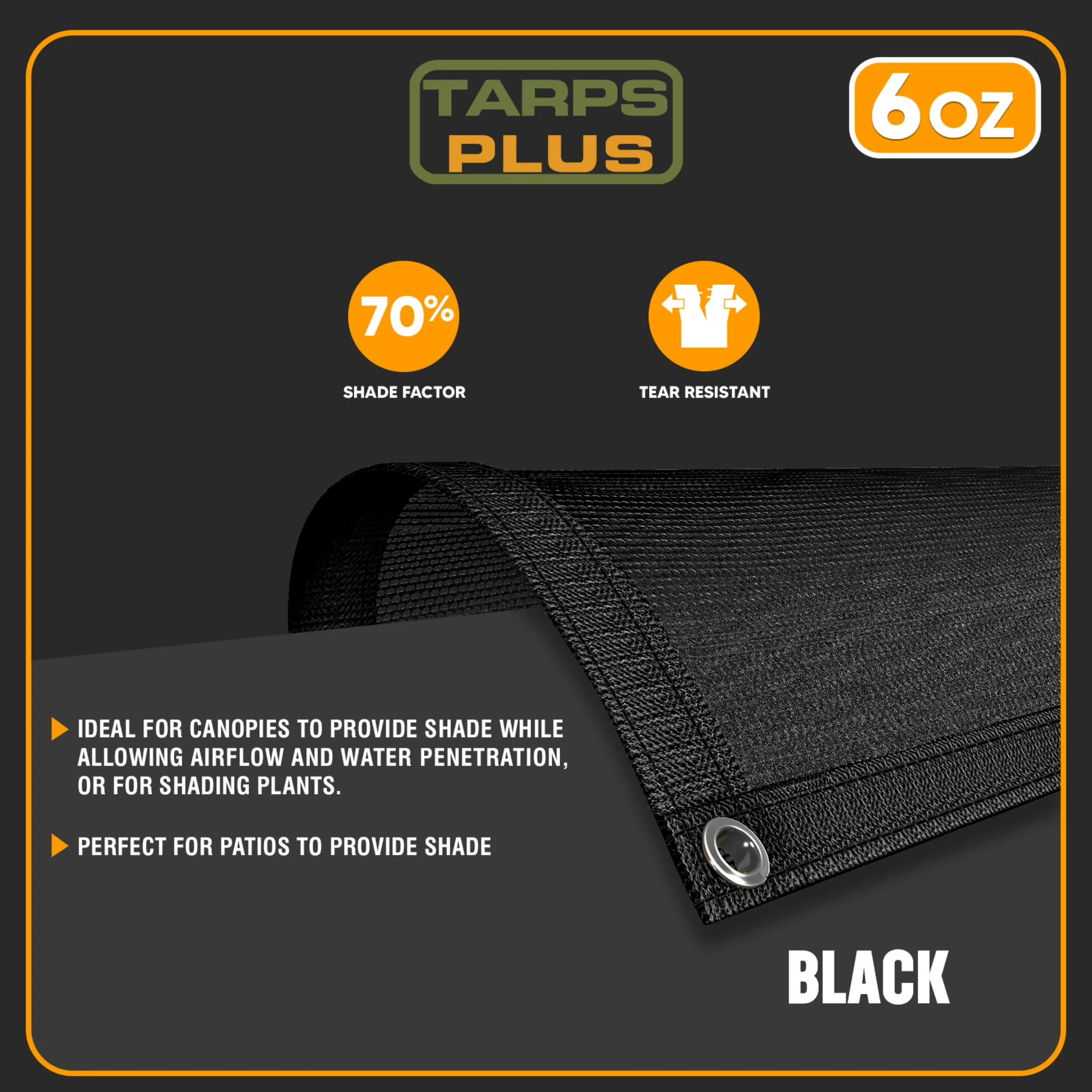Black Mesh Tarp 8' x 16'