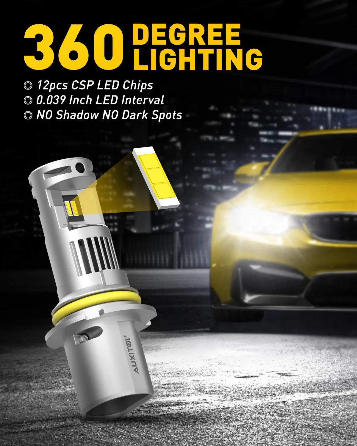 Brightest 9007 LED Bulb Dual Beam 20000LM 100W
