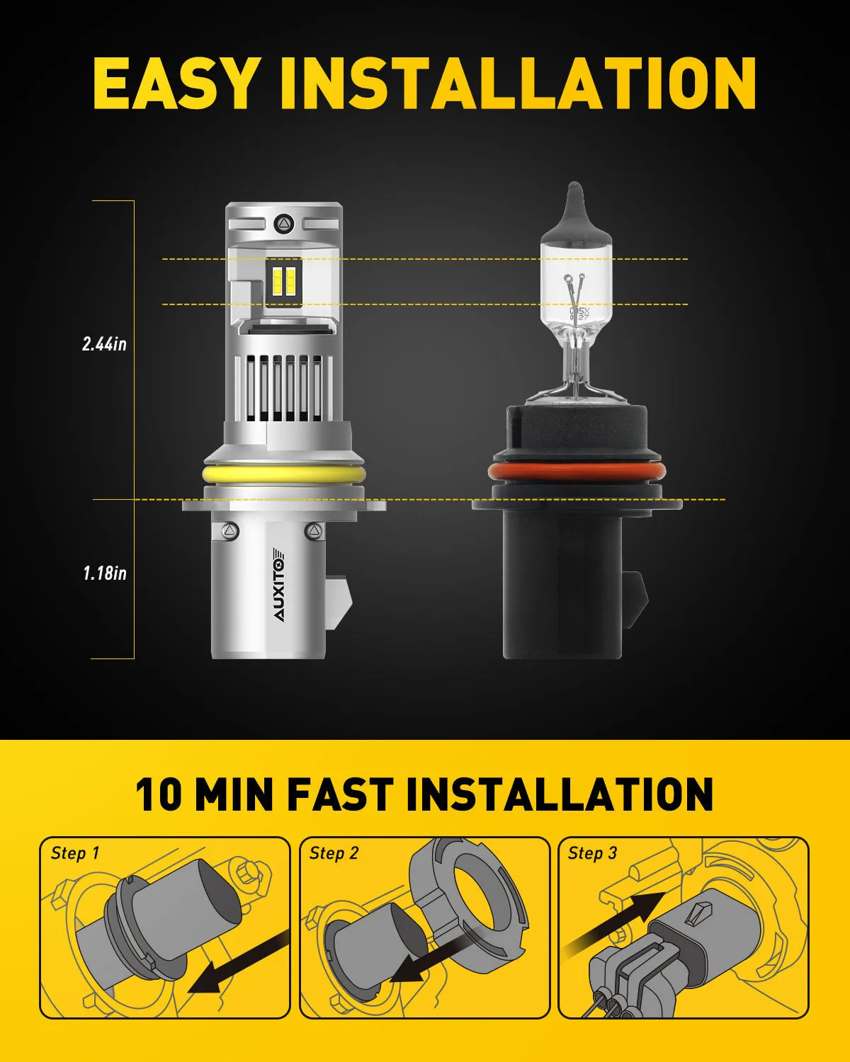 Brightest 9007 LED Bulb Dual Beam 20000LM 100W