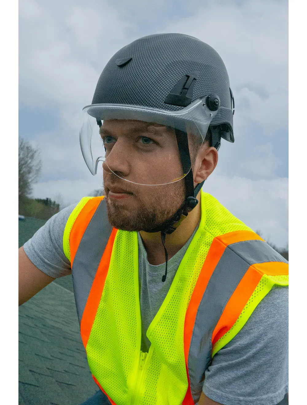 Bullhead Safety™ Head Protection - Yellow Climbing Style Protective Helmet with Six-Point Ratchet Suspension and Four-Point Chin Strap - HH-CH1-Y