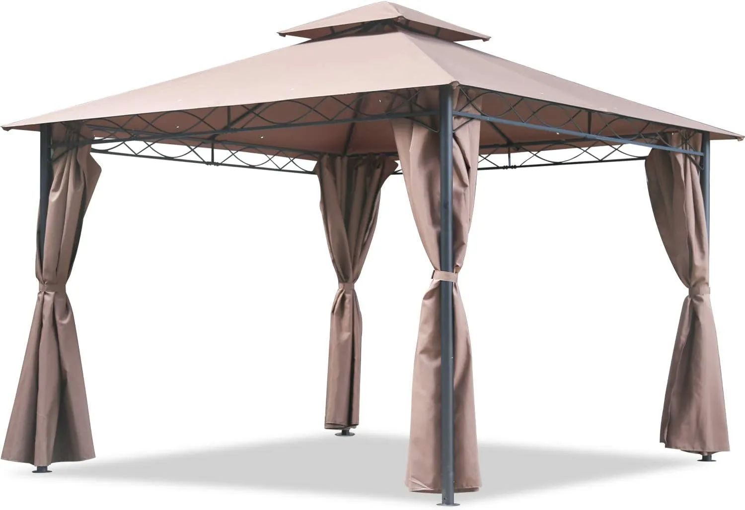 Canopy Tent Gazebo 10' X 13' Grill Gazebo for Patios BBQ Outdoor Patio Large Garden Top Gazebo with Sidewall Party Tent Brown