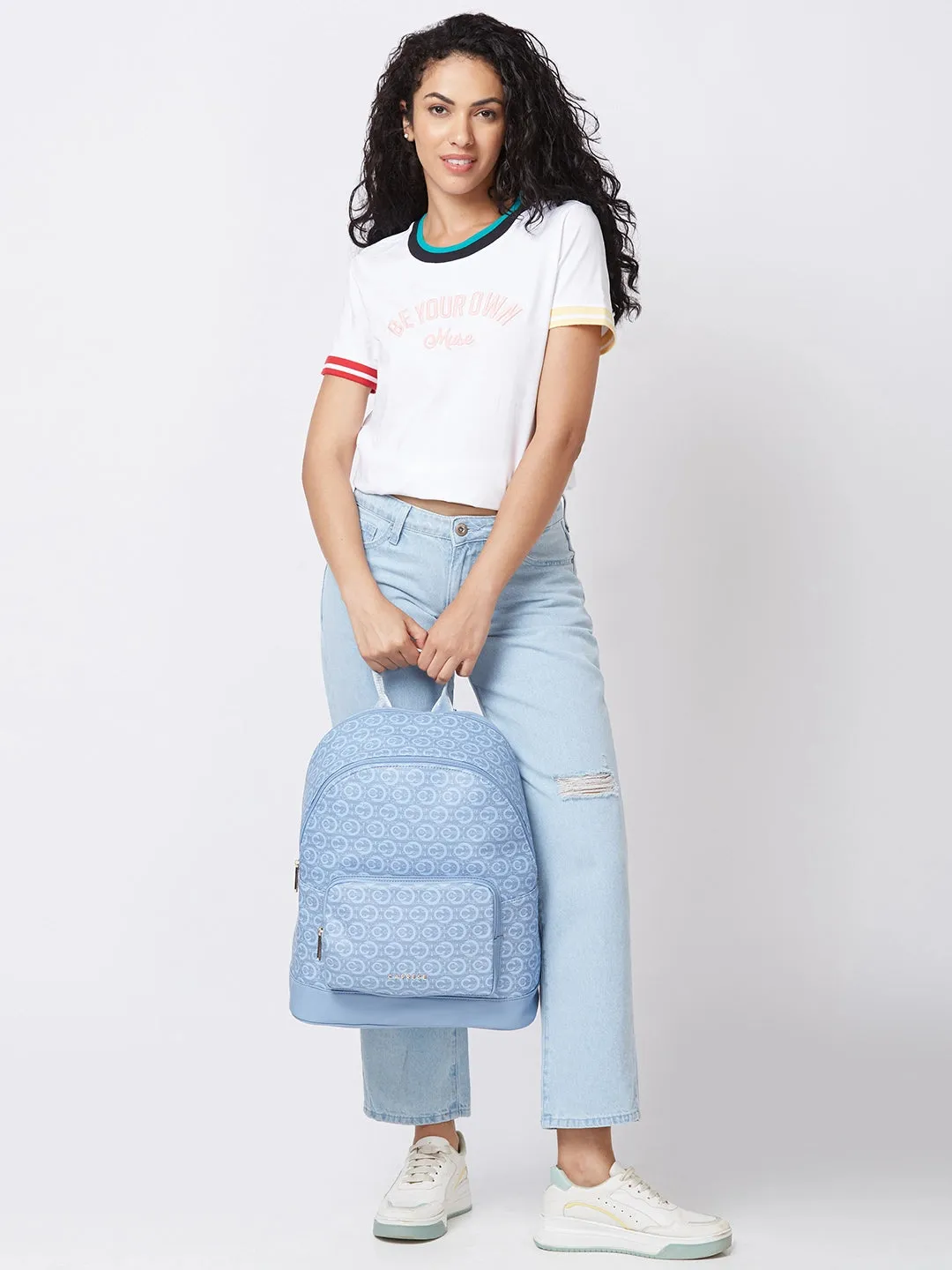 Caprese Cleo Laptop Backpack Large Powder Blue