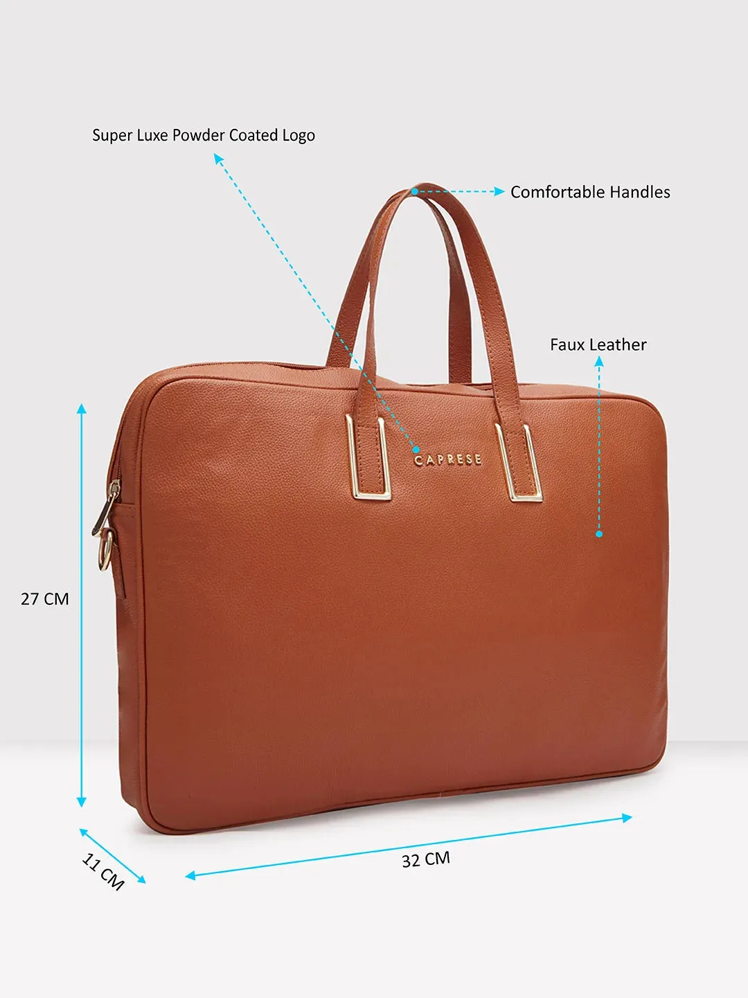 Caprese Cora Laptop Tote Large Tan