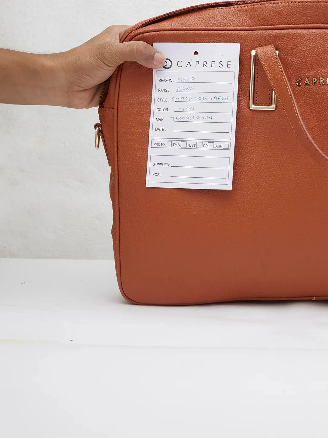 Caprese Cora Laptop Tote Large Tan