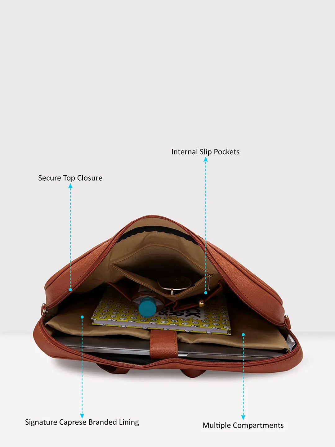 Caprese Cora Laptop Tote Large Tan