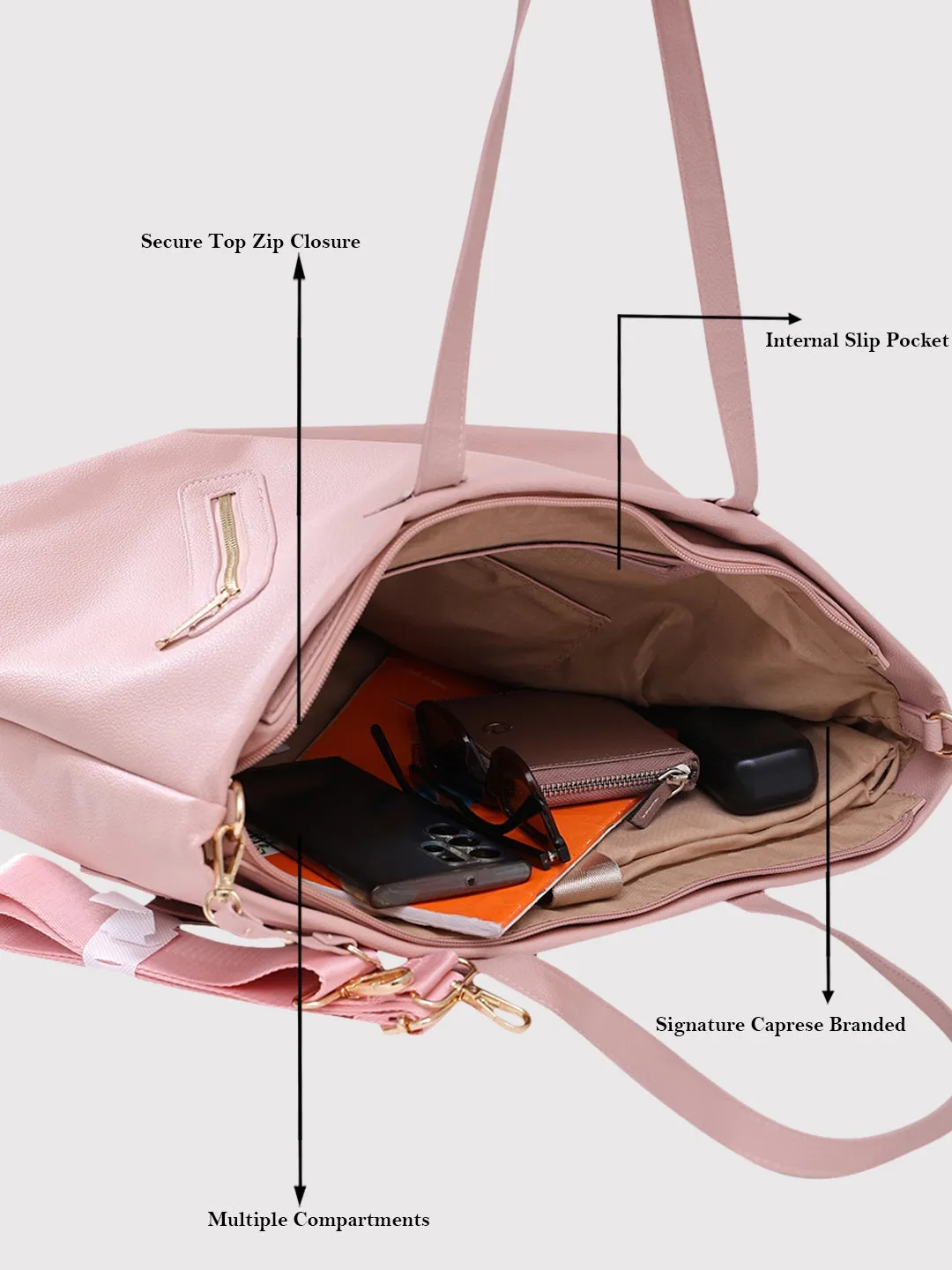 Caprese Lilith Laptop Tote Large Blush